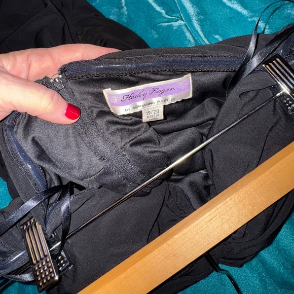 Long Black Ruched Strapless Gown with V-notch Bustline (Size 19/20) - Picture 7 of 7